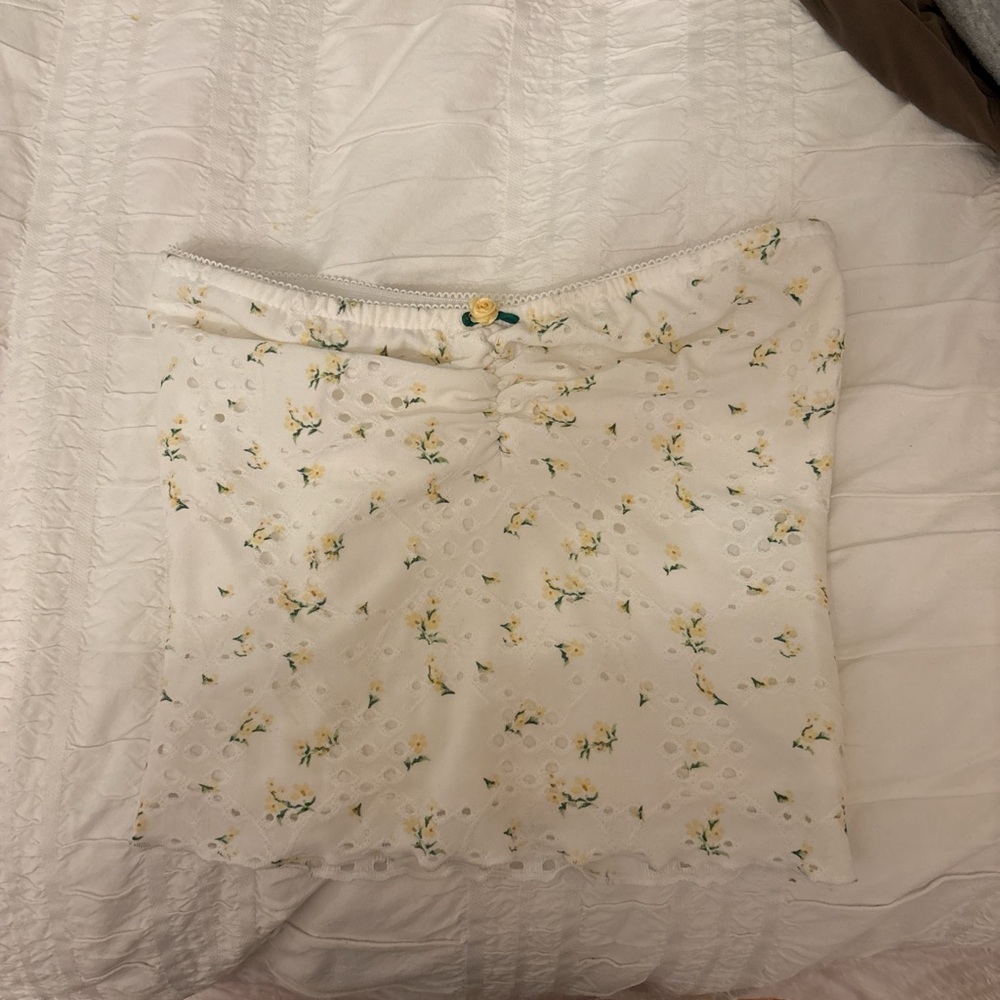 Floral White Tube Top